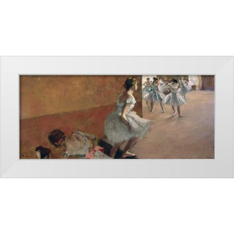 Danseuses montant un escalier, 1886-1890 White Modern Wood Framed Art Print by Degas, Edgar