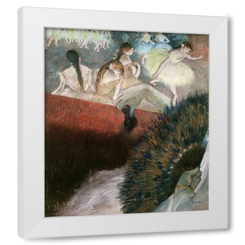 In the Theatre White Modern Wood Framed Art Print by Degas, Edgar