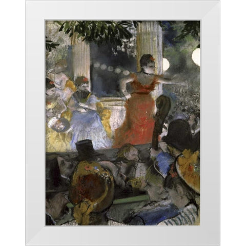 Le Cafe Concert Des Ambassadeurs White Modern Wood Framed Art Print by Degas, Edgar