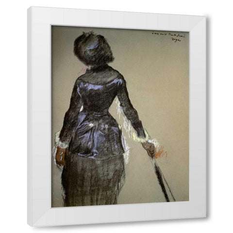 Mary Cassatt at the Louvre White Modern Wood Framed Art Print by Degas, Edgar