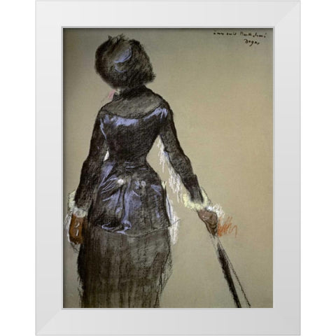 Mary Cassatt at the Louvre White Modern Wood Framed Art Print by Degas, Edgar
