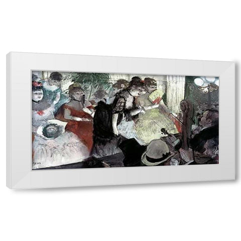 Orchestra Pit White Modern Wood Framed Art Print by Degas, Edgar
