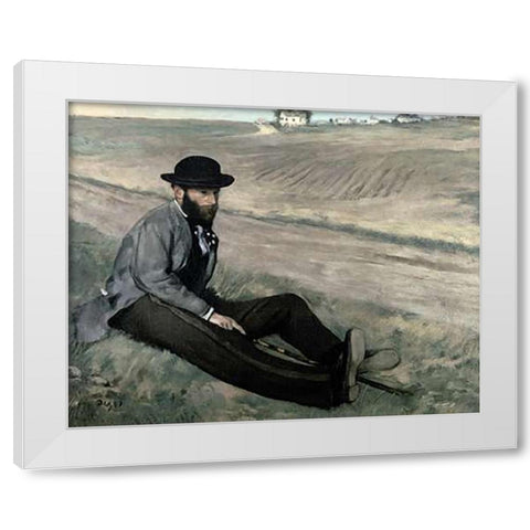 Portrait of Eugene Manet White Modern Wood Framed Art Print by Degas, Edgar
