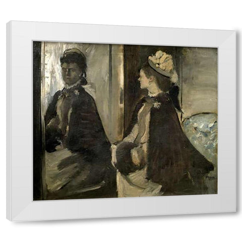 Portrait of Mrs. Jeantaud In The Mirror White Modern Wood Framed Art Print by Degas, Edgar