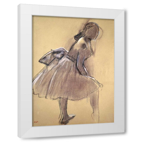Profile of a Dancer Upright White Modern Wood Framed Art Print by Degas, Edgar
