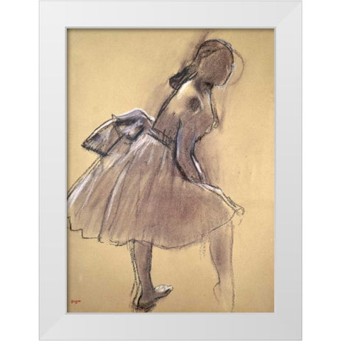Profile of a Dancer Upright White Modern Wood Framed Art Print by Degas, Edgar