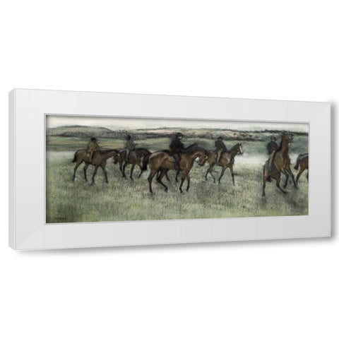 Race Horses White Modern Wood Framed Art Print by Degas, Edgar