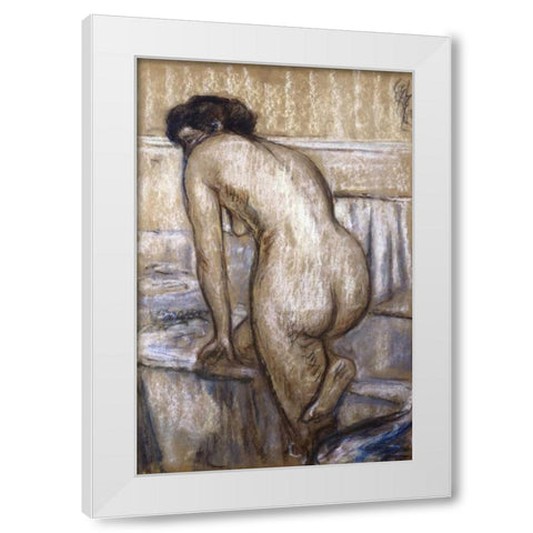 The Bath White Modern Wood Framed Art Print by Degas, Edgar