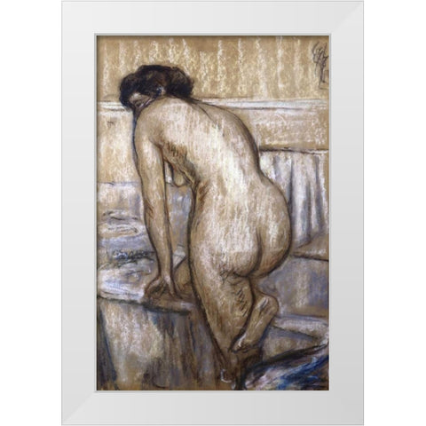 The Bath White Modern Wood Framed Art Print by Degas, Edgar