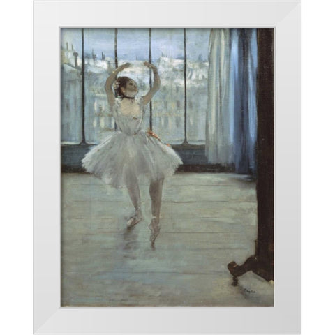 The Dancer at the Studio White Modern Wood Framed Art Print by Degas, Edgar