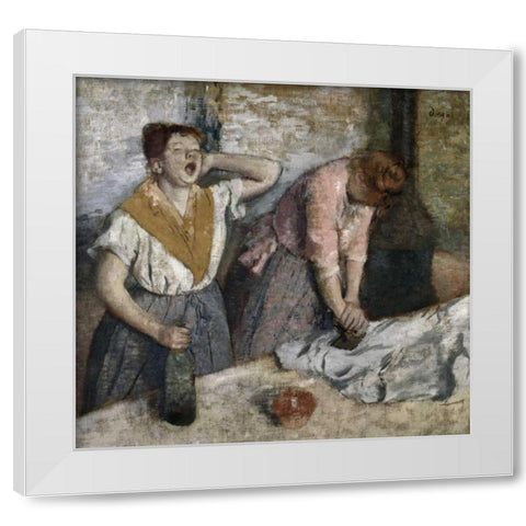 The Ironers White Modern Wood Framed Art Print by Degas, Edgar