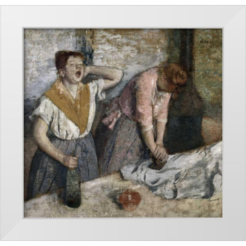 The Ironers White Modern Wood Framed Art Print by Degas, Edgar