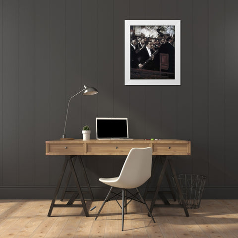 The Orchestra of the Opera White Modern Wood Framed Art Print by Degas, Edgar