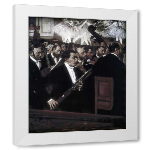 The Orchestra of the Opera White Modern Wood Framed Art Print by Degas, Edgar