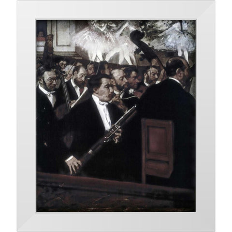The Orchestra of the Opera White Modern Wood Framed Art Print by Degas, Edgar