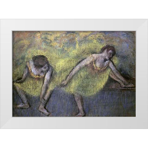 Two Dancers at Rest White Modern Wood Framed Art Print by Degas, Edgar