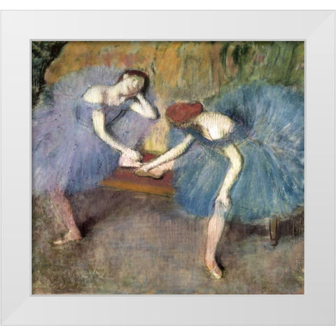 Two Dancers Resting, c. 1905-1910 White Modern Wood Framed Art Print by Degas, Edgar
