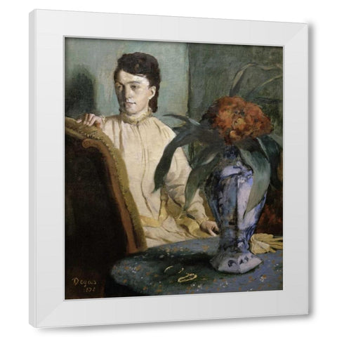 Woman with Porcelain Vase White Modern Wood Framed Art Print by Degas, Edgar