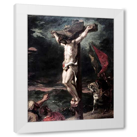 Crucifixion White Modern Wood Framed Art Print by Delacroix, Eugene