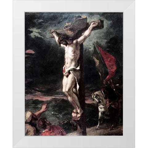 Crucifixion White Modern Wood Framed Art Print by Delacroix, Eugene
