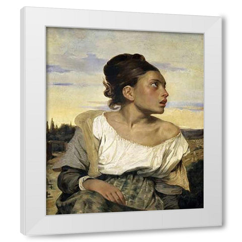Young Orphan in the Cemetery White Modern Wood Framed Art Print by Delacroix, Eugene