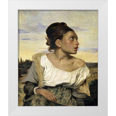 Young Orphan in the Cemetery White Modern Wood Framed Art Print by Delacroix, Eugene