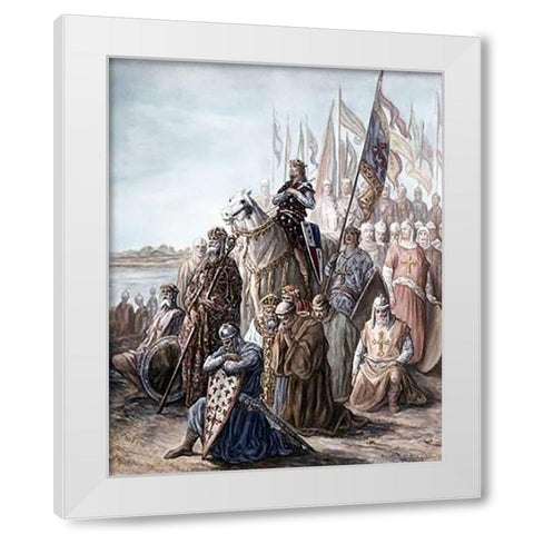 St. Louis Before Damietta, Egypt - 6th Crusade White Modern Wood Framed Art Print by Dore, Gustave