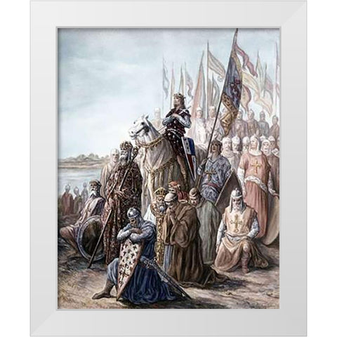 St. Louis Before Damietta, Egypt - 6th Crusade White Modern Wood Framed Art Print by Dore, Gustave