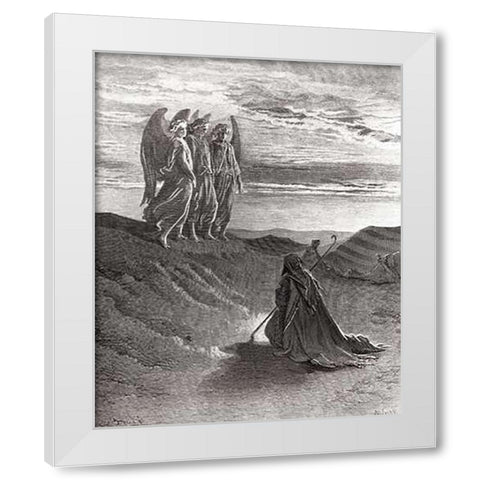 The Lord Appearing Before Abraham White Modern Wood Framed Art Print by Dore, Gustave