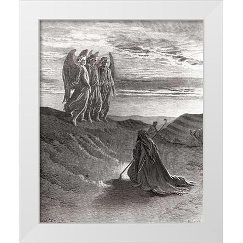 The Lord Appearing Before Abraham White Modern Wood Framed Art Print by Dore, Gustave