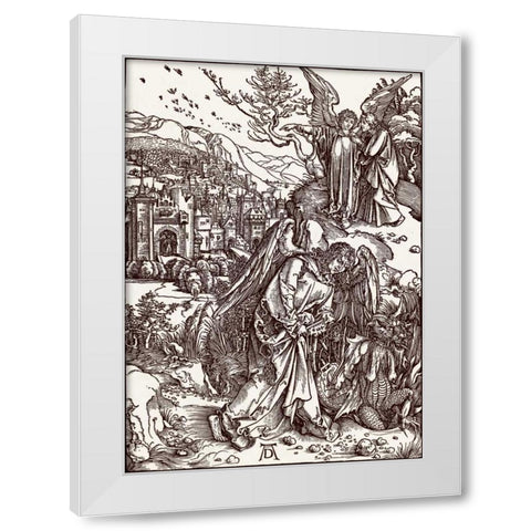 The New Jerusalem and the Bottomless Pit White Modern Wood Framed Art Print by Durer, Albrecht