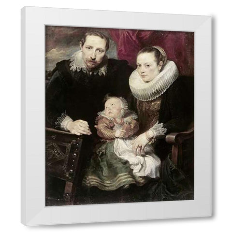 A Family Group White Modern Wood Framed Art Print by Van Dyck, Anthony