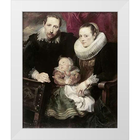 A Family Group White Modern Wood Framed Art Print by Van Dyck, Anthony