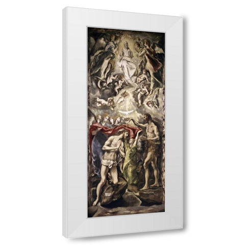 Baptism of Christ White Modern Wood Framed Art Print by El Greco
