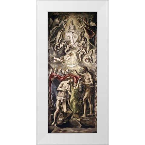 Baptism of Christ White Modern Wood Framed Art Print by El Greco