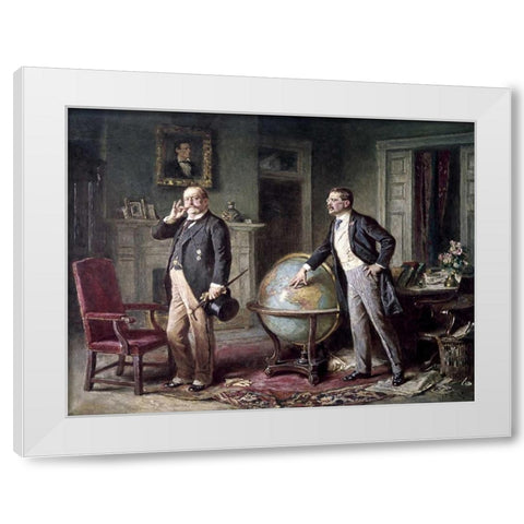 Doctrine of Monroe - Teddy Roosevelt White Modern Wood Framed Art Print by Ferris, Jean Leon Gerome