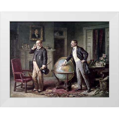 Doctrine of Monroe - Teddy Roosevelt White Modern Wood Framed Art Print by Ferris, Jean Leon Gerome