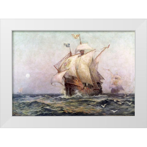 The Eve of Discovery White Modern Wood Framed Art Print by Ferris, Jean Leon Gerome