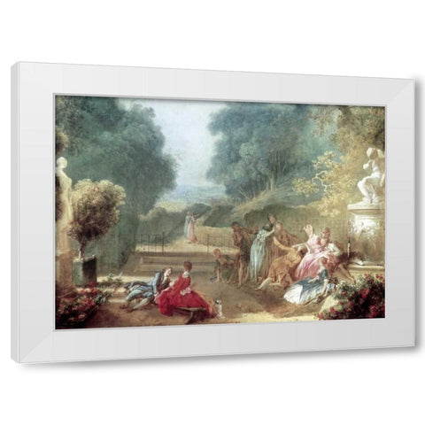 A Game of Hot Cockles White Modern Wood Framed Art Print by Fragonard, Jean Honore