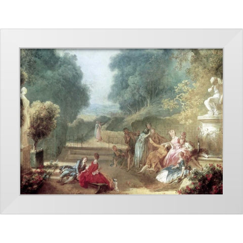 A Game of Hot Cockles White Modern Wood Framed Art Print by Fragonard, Jean Honore