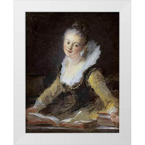 A Study White Modern Wood Framed Art Print by Fragonard, Jean Honore
