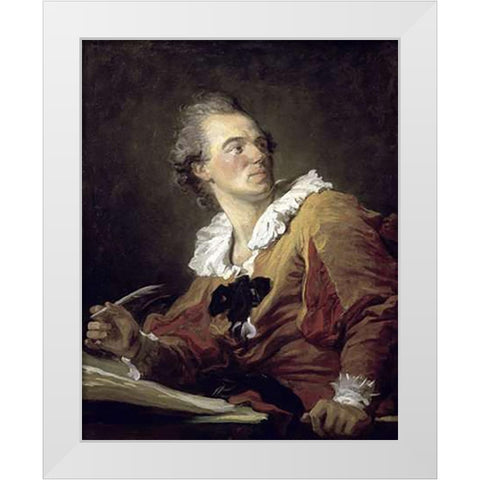 Inspiration White Modern Wood Framed Art Print by Fragonard, Jean Honore