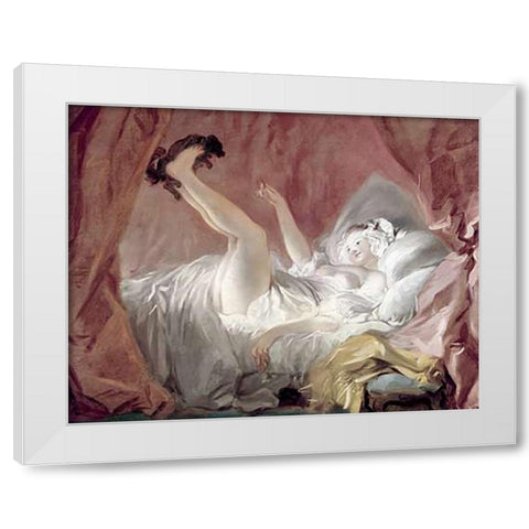 La Giambette White Modern Wood Framed Art Print by Fragonard, Jean Honore