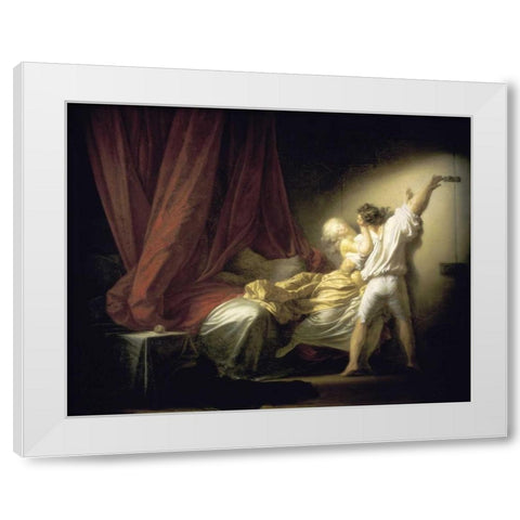 Lock Le Verrou White Modern Wood Framed Art Print by Fragonard, Jean Honore