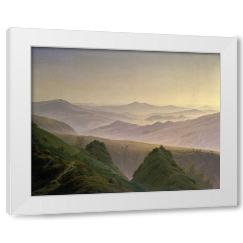Morning in the Mountains White Modern Wood Framed Art Print by Friedrich, Caspar David