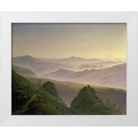 Morning in the Mountains White Modern Wood Framed Art Print by Friedrich, Caspar David