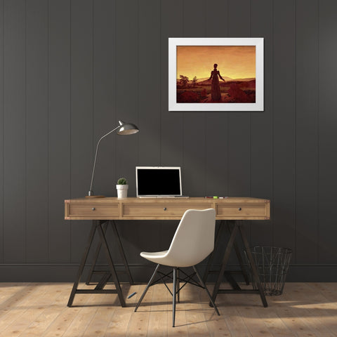Morning Light White Modern Wood Framed Art Print by Friedrich, Caspar David