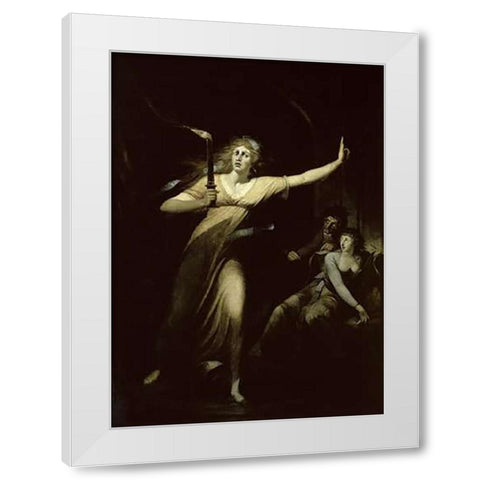 Lady Macbeth Sleepwalking White Modern Wood Framed Art Print by Fuseli, Henry