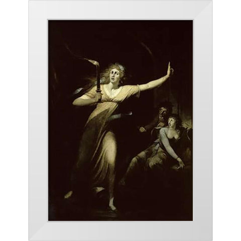Lady Macbeth Sleepwalking White Modern Wood Framed Art Print by Fuseli, Henry