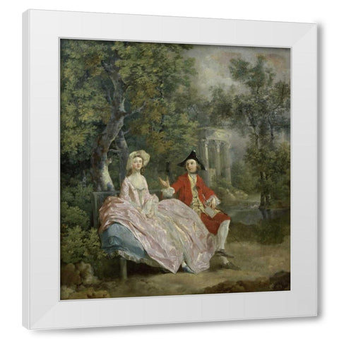 Conversation In a Park White Modern Wood Framed Art Print by Gainsborough, Thomas